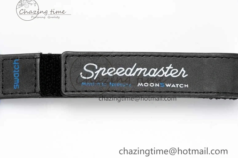 0211 ZipUp Speedmaster Misson To Neptune 1:1 Best Edition Blue Dial On Nylon Strap Quartz 7854